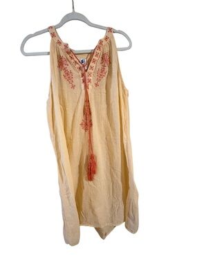 Anthropologie Desert Rose Beach Dress Embroidered Tassel Cotton XS